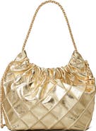 Tory Burch Mini Fleming Metallic Leather Hobo Bag