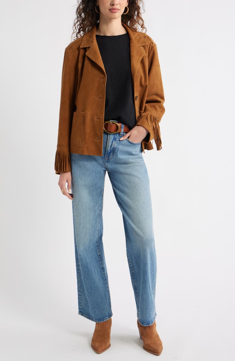 Treasure & Bond Roll Crewneck Boxy Long Sleeve Cotton Blend Top, Alternate, color, 