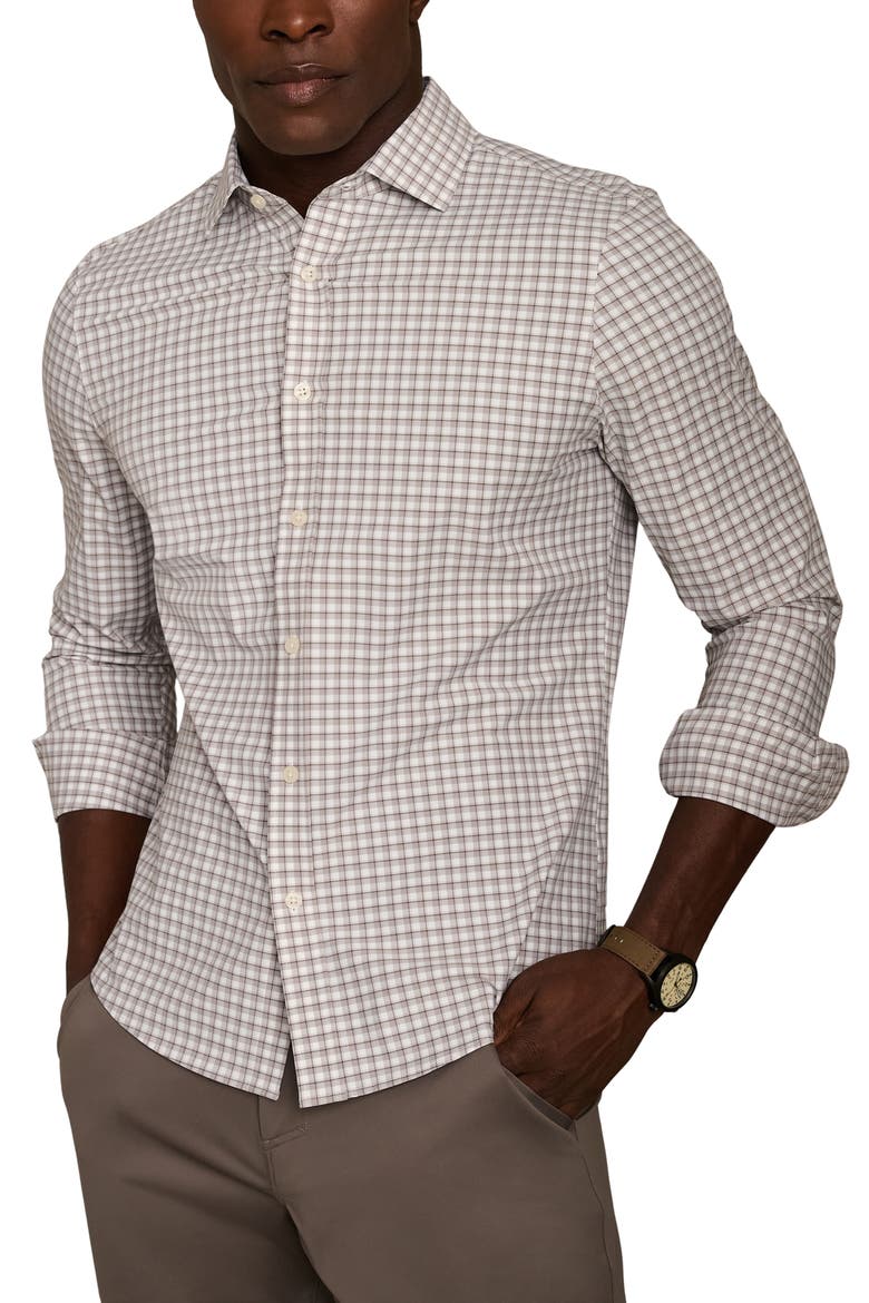 State of Mind Slim Fit Check Performance Button-Up Shirt, Main, color, SMOKEY OLIVE PLAID