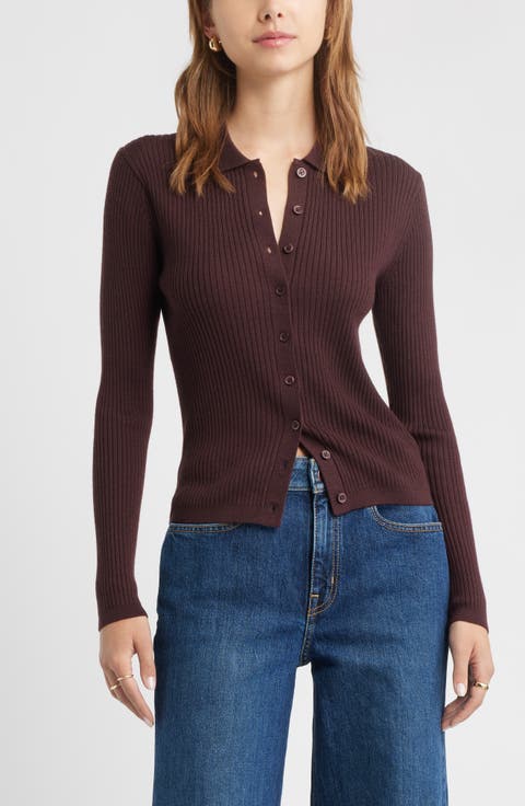 Collared Merino Wool Cardigan