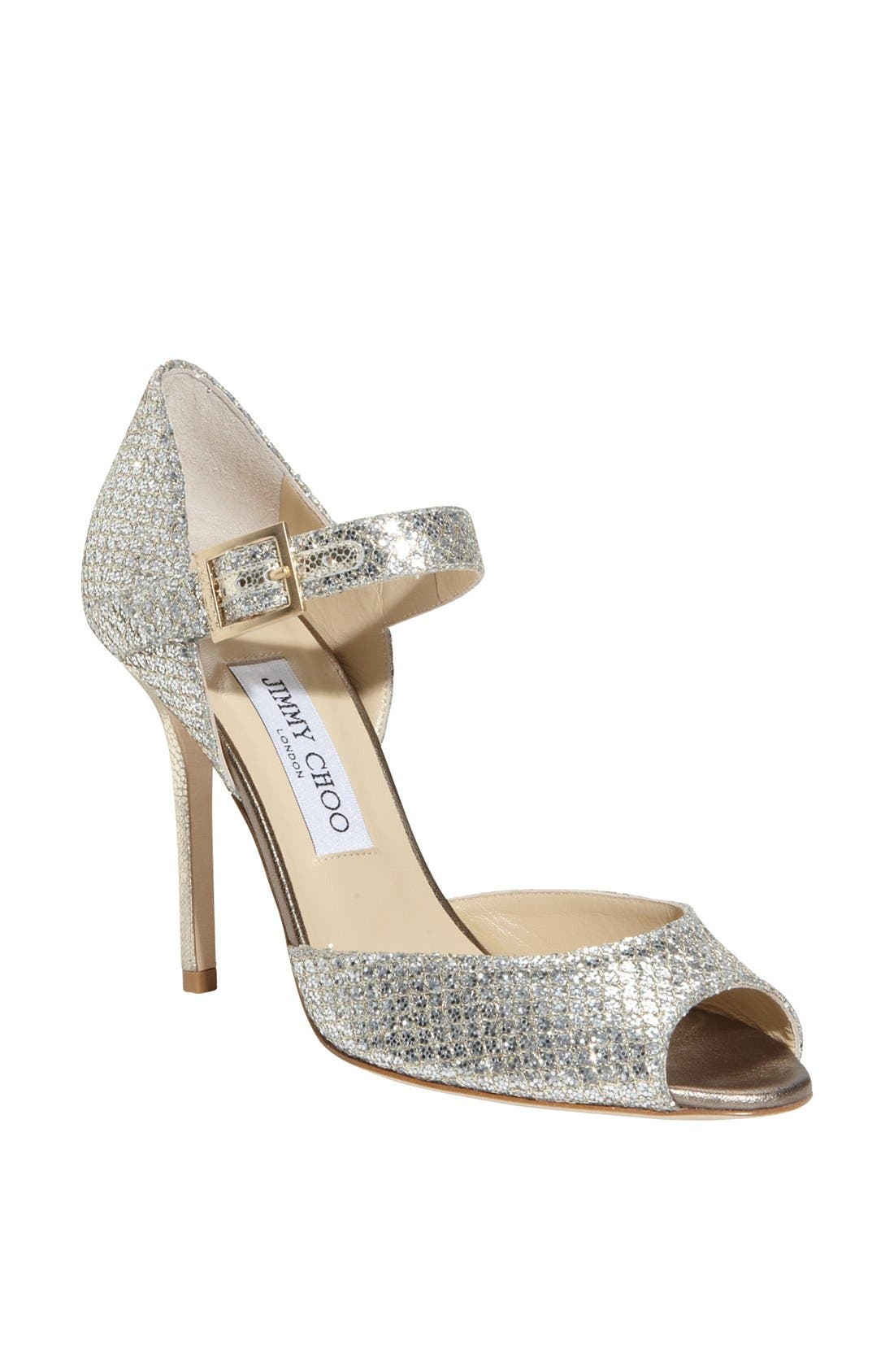 'Lace' Mary Jane Pump, Main, color, CHAMPAGNE GLITTER FABRIC
