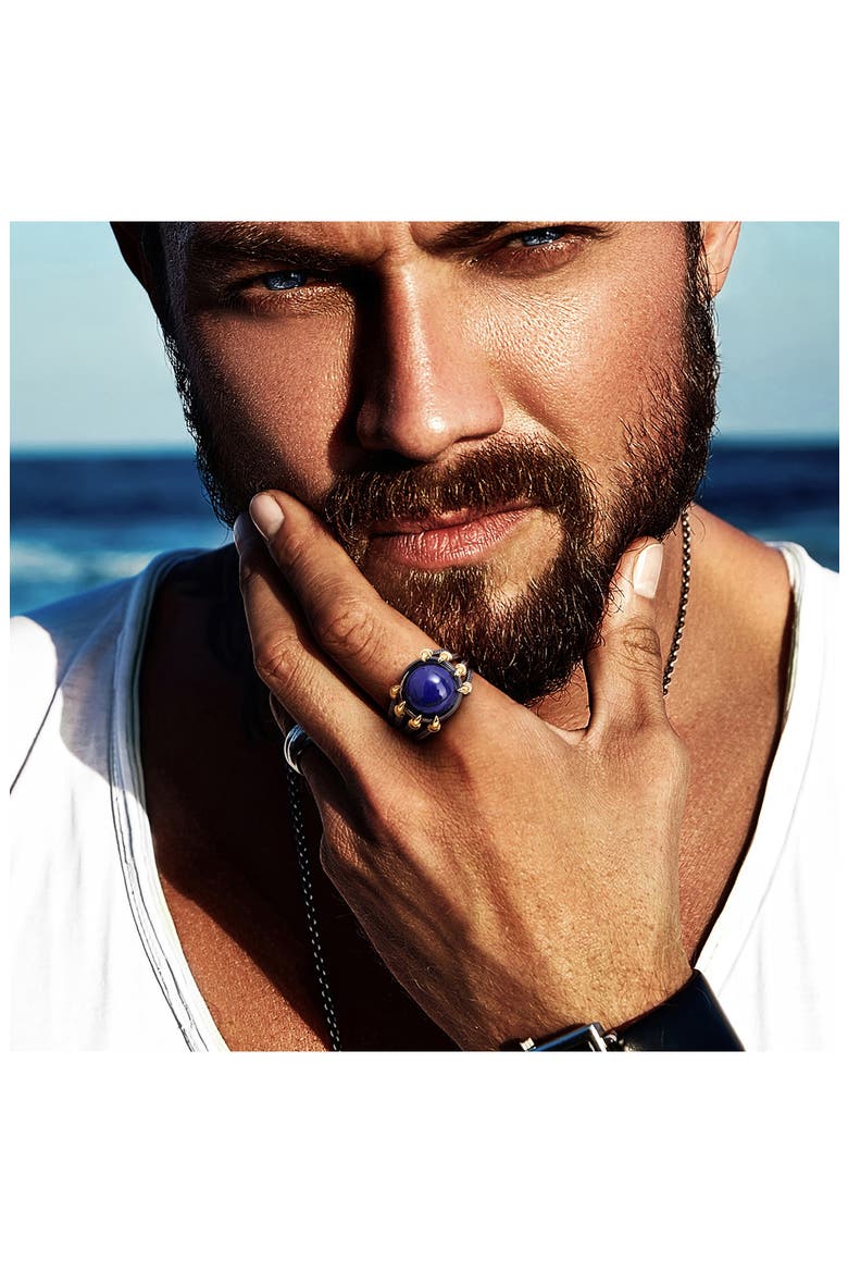 Two-Tone Lapis Lazuli Gothic Ring, Alternate, color, BLUE