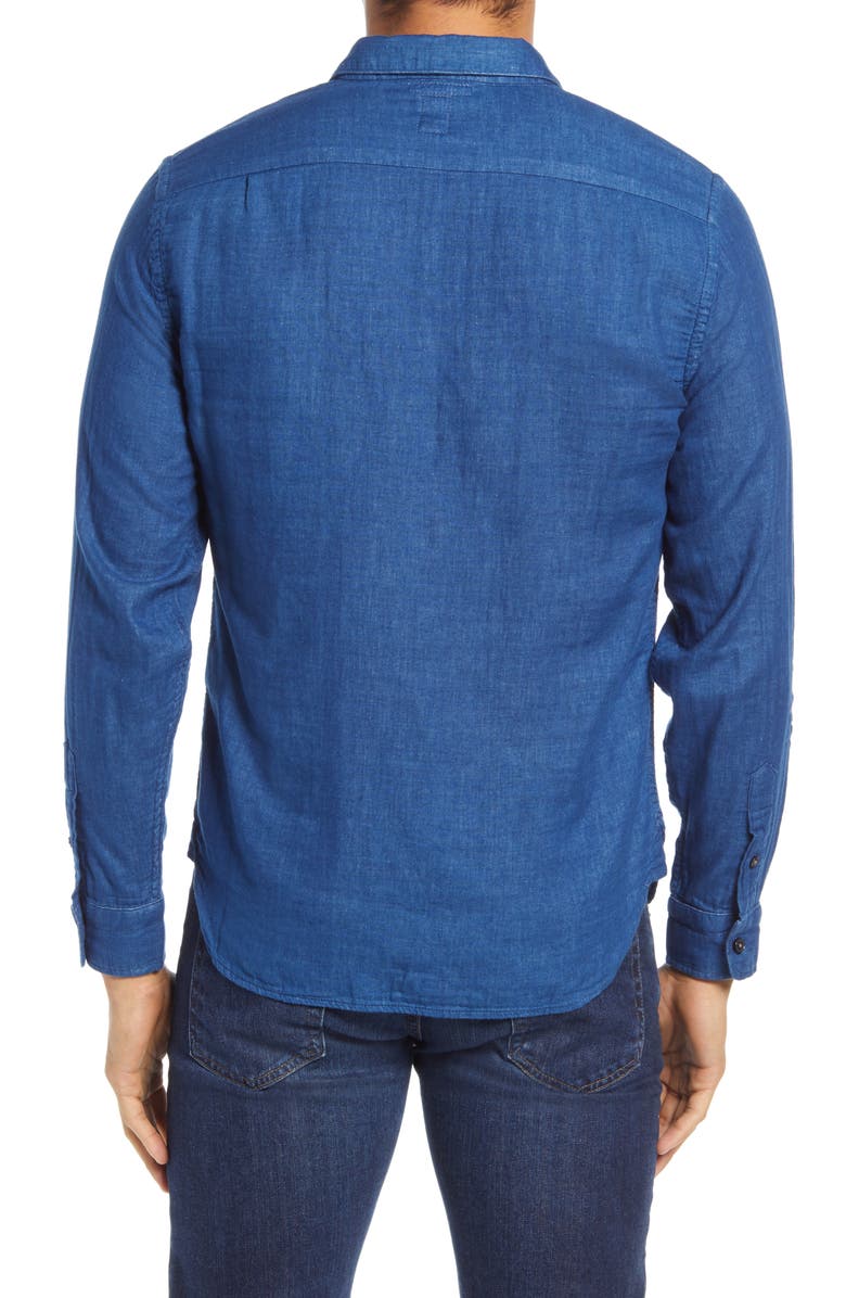 HIROSHI KATO Slim Fit Double Gauze Button-Up Shirt, Alternate, color, Indigo