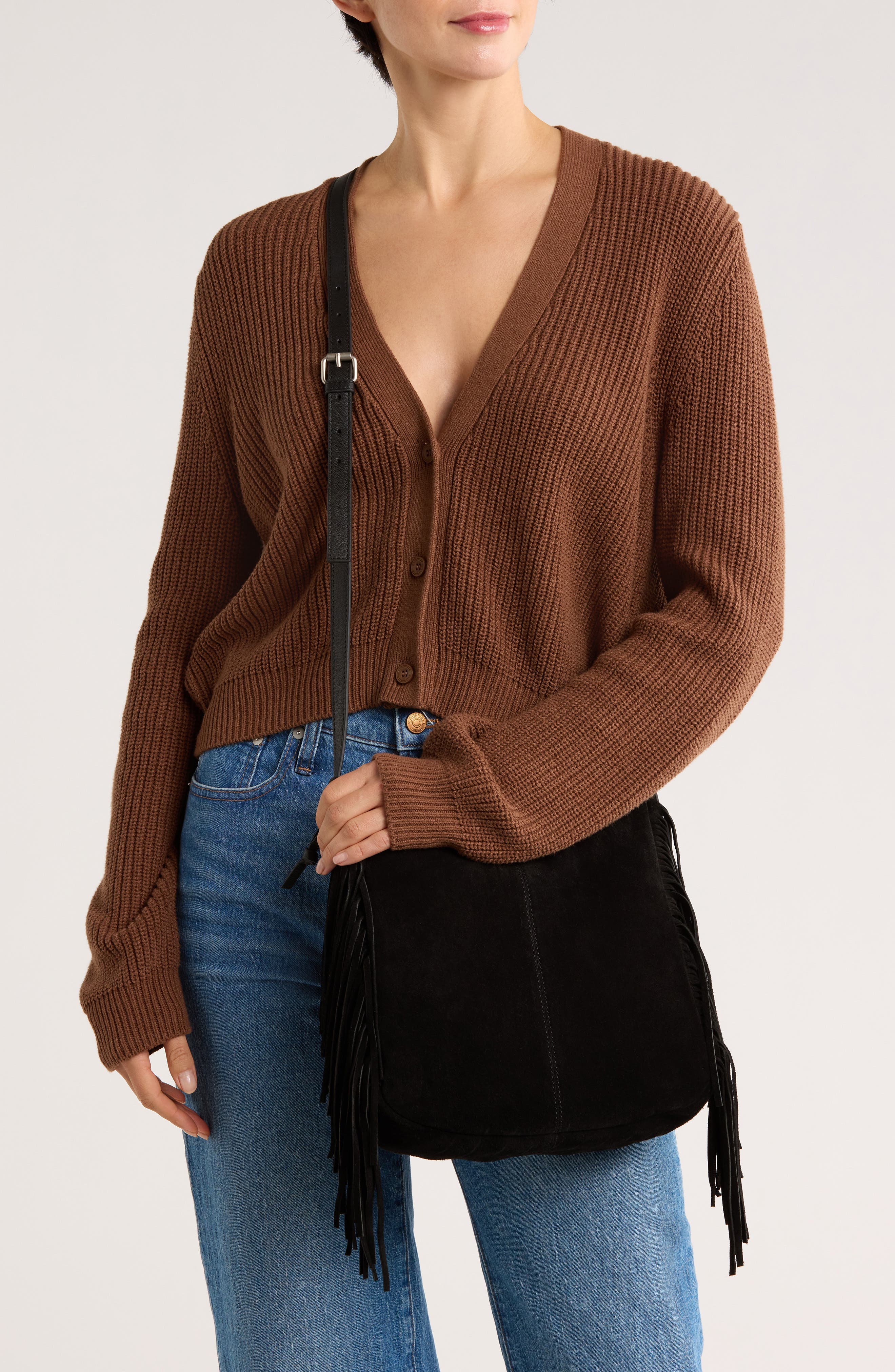 Lucky Brand Bran Nyra Suede Fringe Crossbody Bag, Alternate, color, 