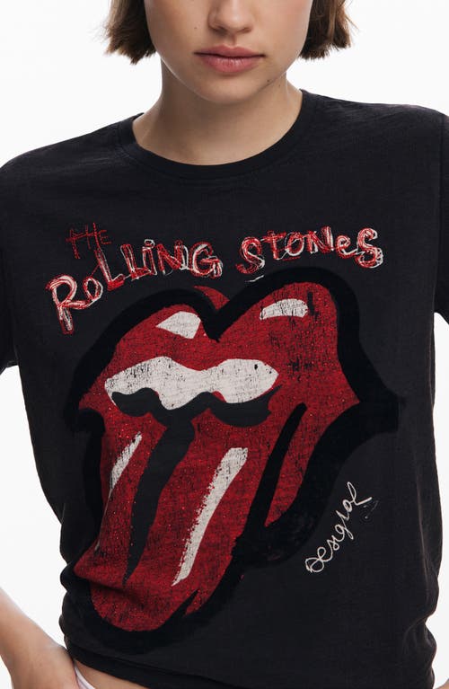 Desigual Embroidered Graphic T-shirt In Black