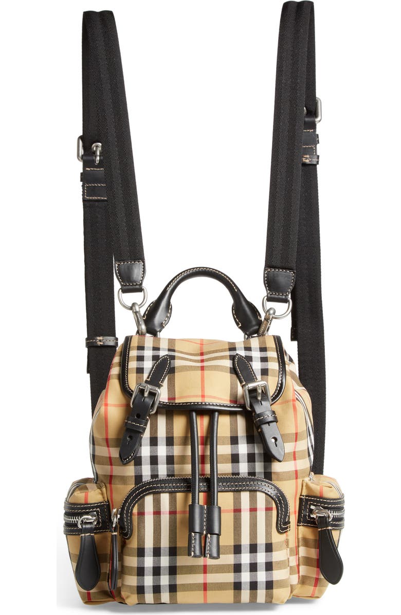 Burberry Small Rucksack Vintage Check Canvas & Leather Backpack, Main, color,