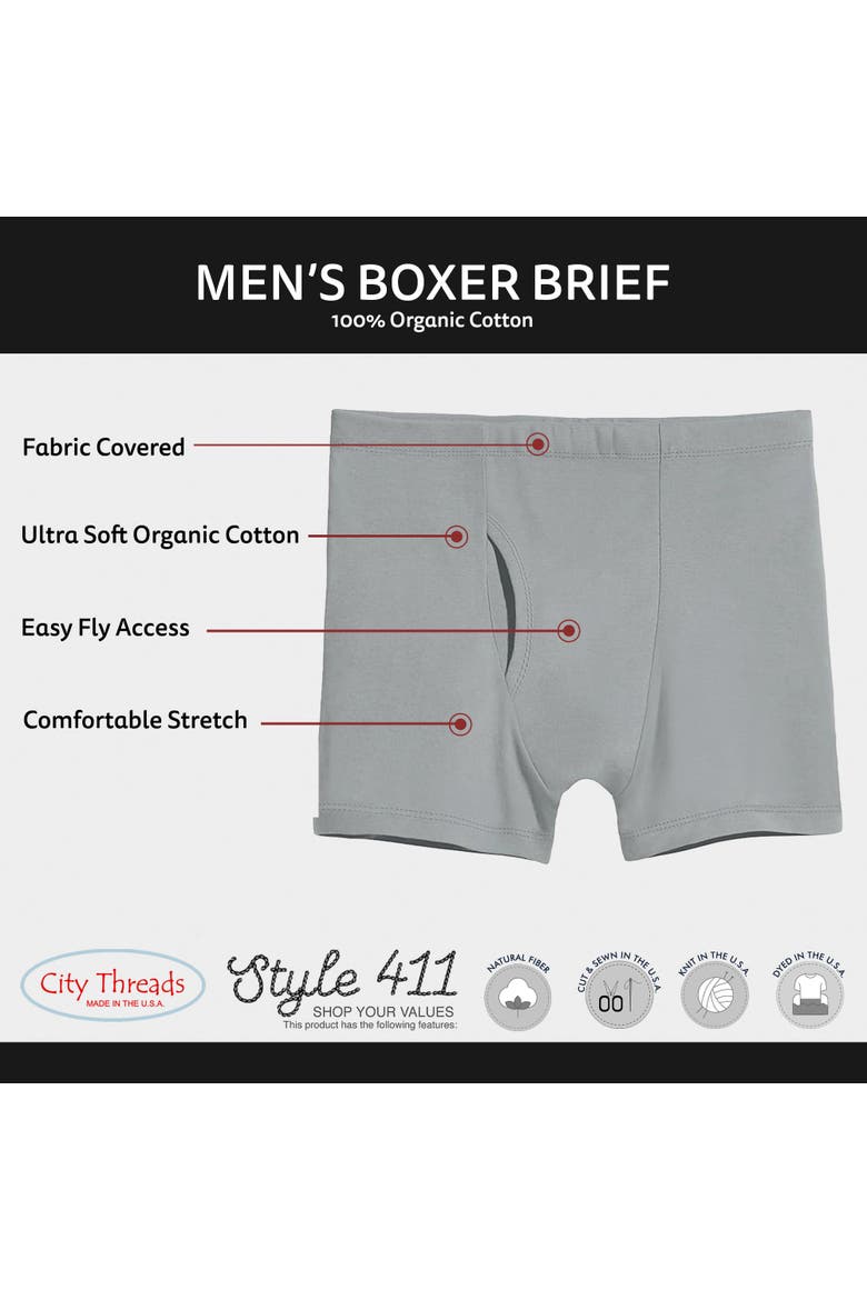 Mens Soft 100% Organic Cotton Boxer Briefs, Alternate, color, Road
