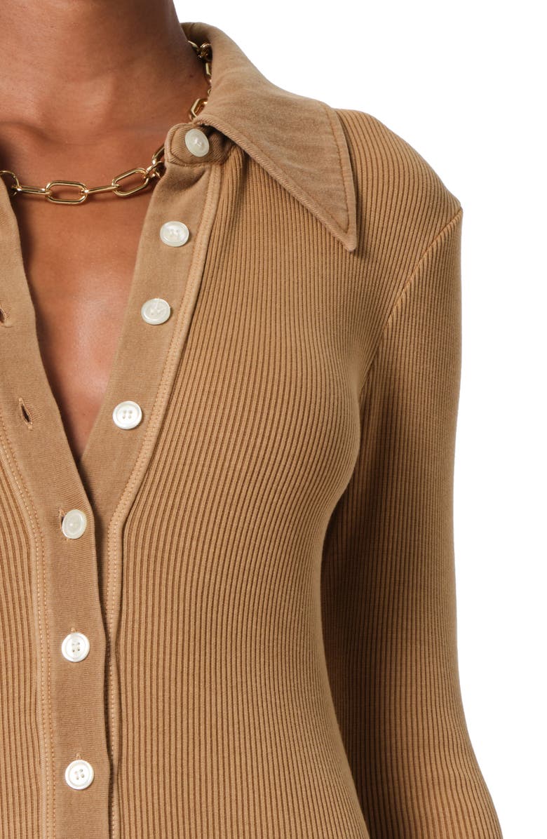 Citizens of Humanity Gila Long Sleeve Rib Polo Shirtdress, Alternate, color, Marcona