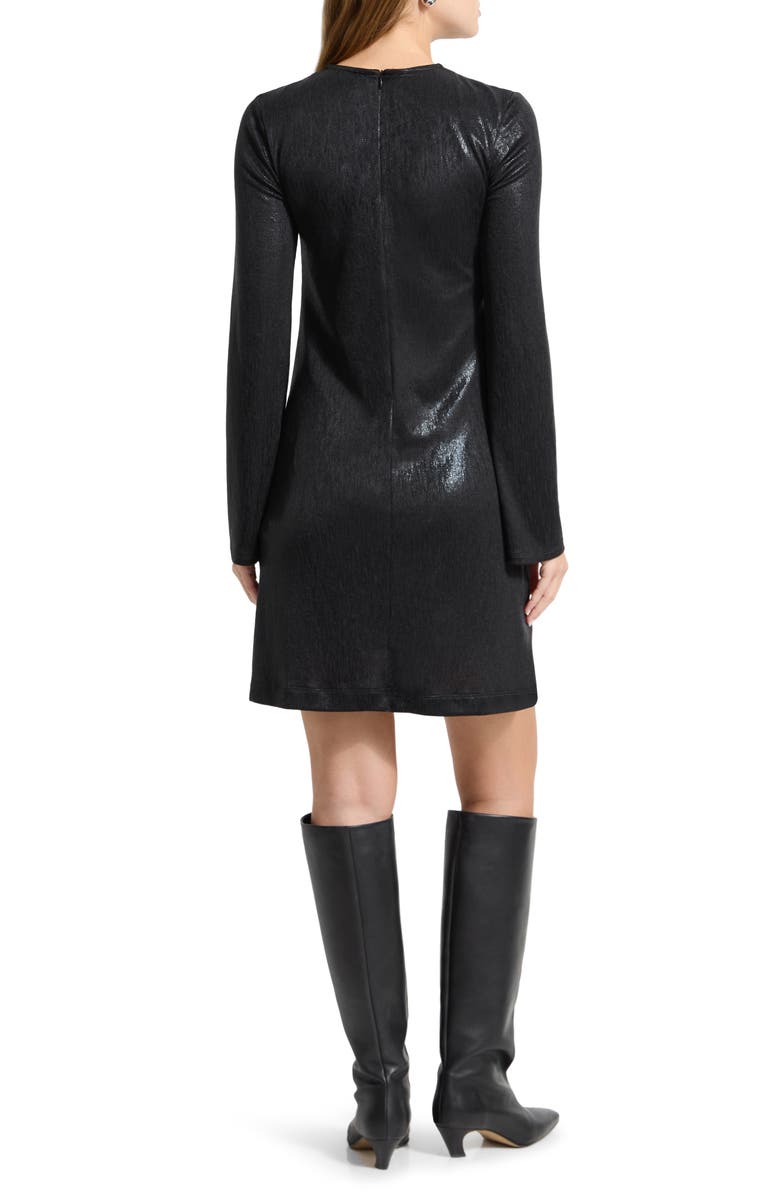 Marcella Adya Metallic Long Sleeve Minidress, Alternate, color, Black Shiny