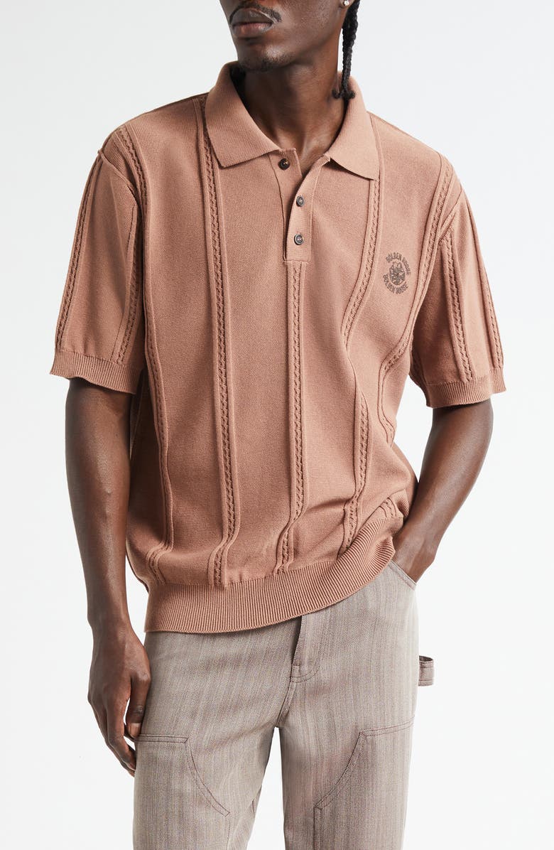 Golden Goose Journey Logo Embriodered Polo Sweater, Main, color, Brownie