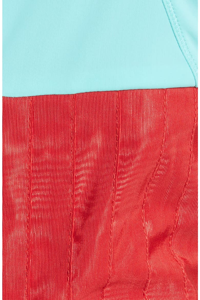 Hybrid Moiré Dress, Alternate, color, TURQUOISE/ RED
