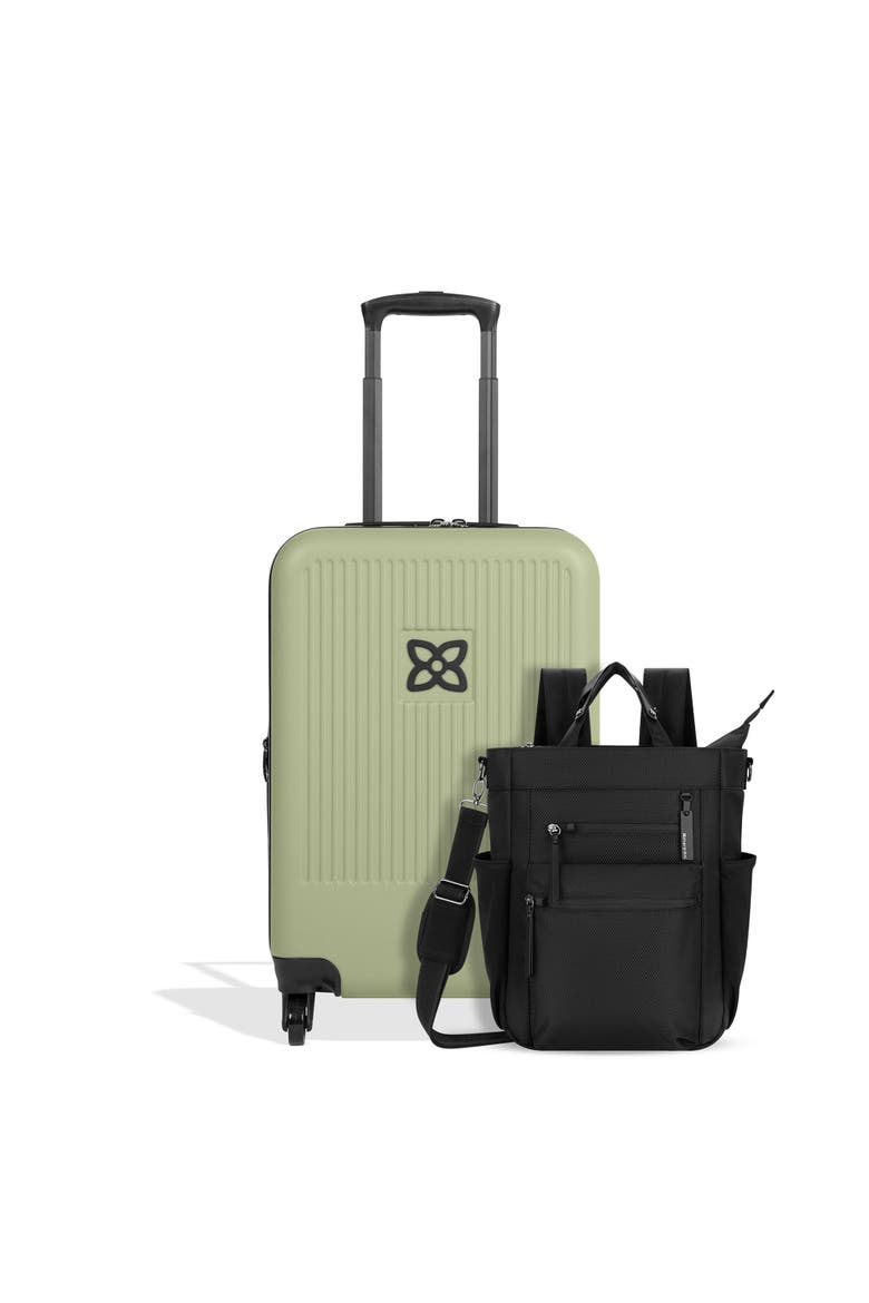 Soleil 2 Piece Set Anti Theft Convertible Backpack & Meridian 22" Carry On, Main, color, Carbon/Sage