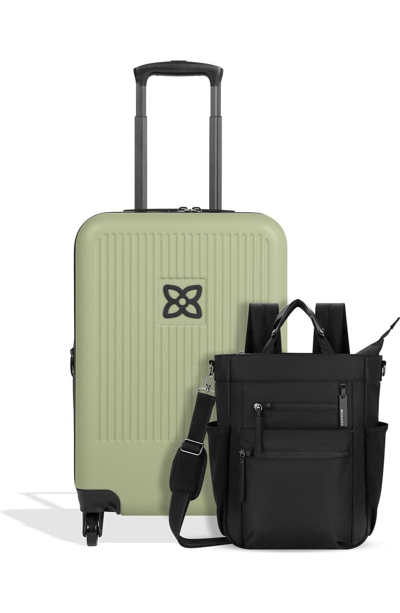 Sherpani Soleil 2 Piece Set, Anti Theft Convertible Backpack & Meridian 22 Inch Carry On, Main, color, Carbon/Sage
