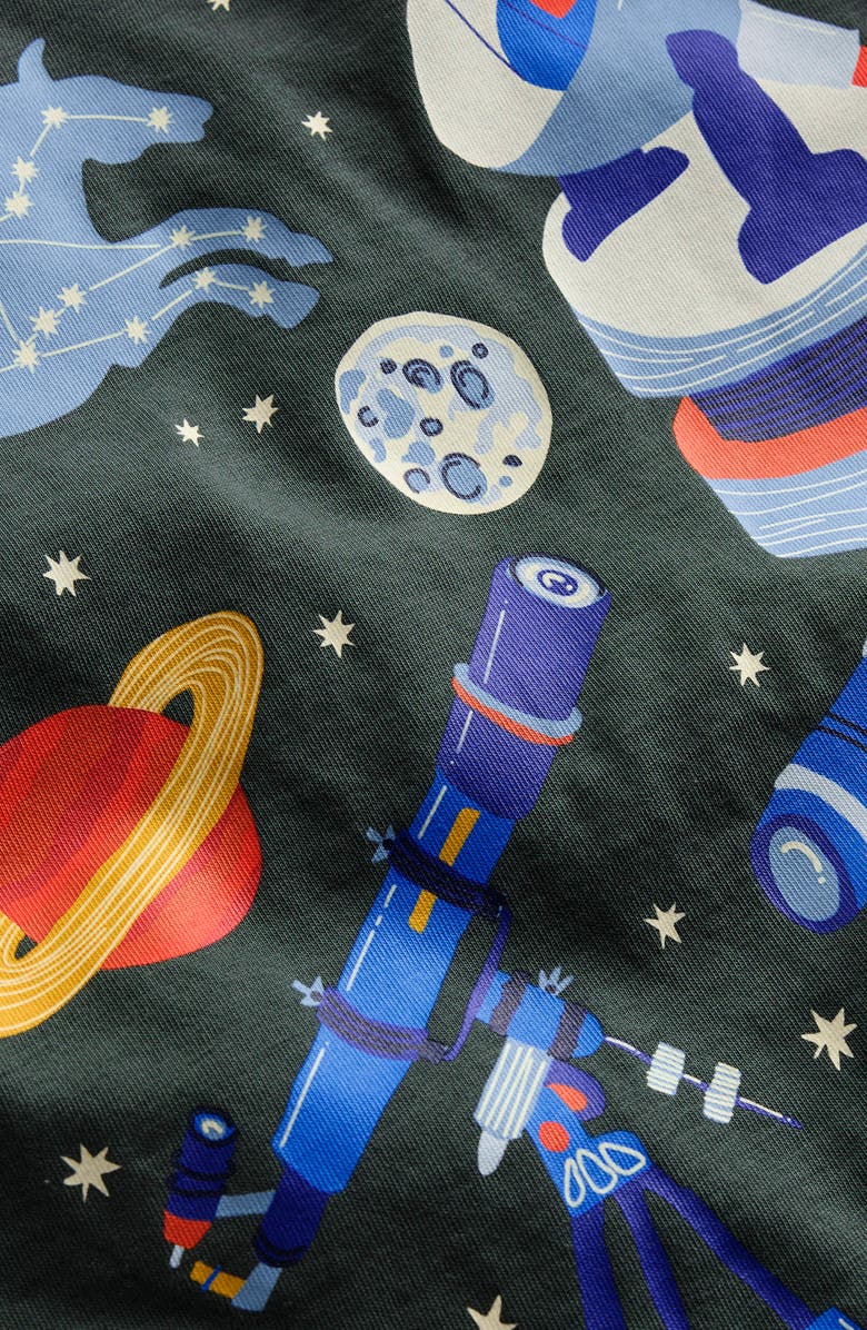 Mini Boden Kids' Space Long Sleeve Cotton Graphic T-Shirt, Alternate, color, Glacier Blue Foxes