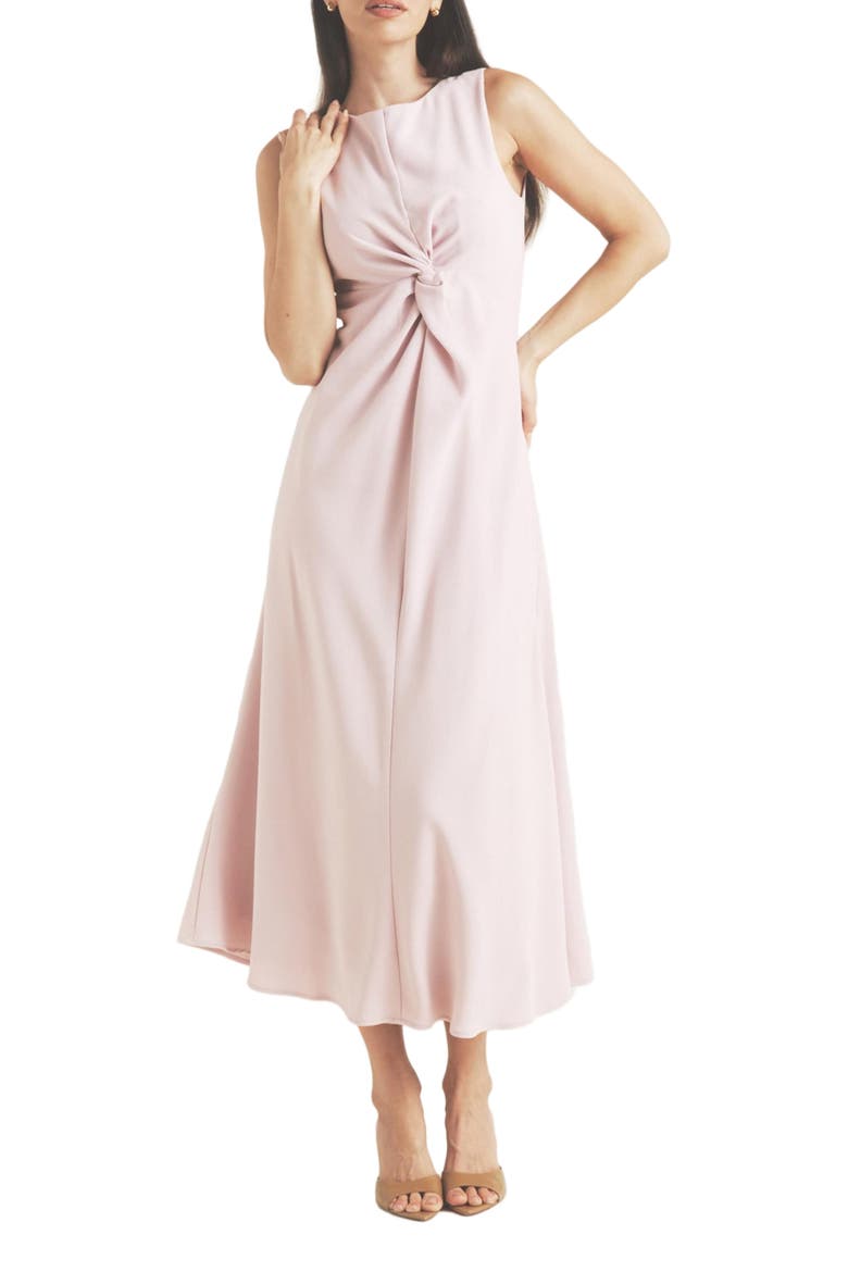 Daphne Knot Detail Sleeveless Midi Dress, Alternate, color, Lilac