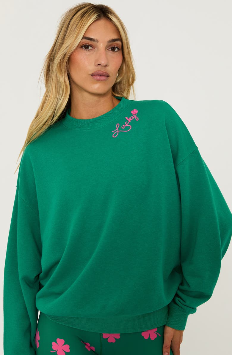 Beach Riot Devyn Oversized Sweatshirt, Alternate, color, Lucky Clover