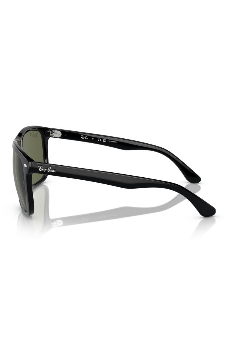 57mm Polarized Square Sunglasses, Alternate, color, BLACK