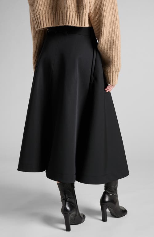 Bottega Veneta Wool Grain De Poudre A-line Skirt In Black