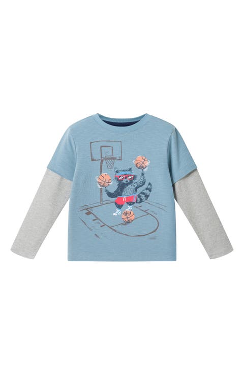Kids' Raccoon Basketball Graphic Two-Fer Tee