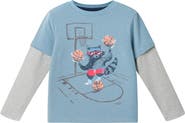 Andy & Evan Kids' Raccoon Basketball Graphic Two-Fer Tee