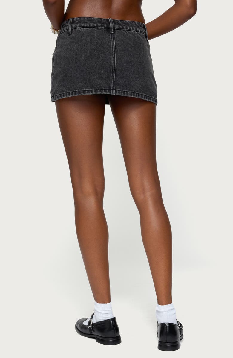 EDIKTED Camelia Low Rise Denim Miniskort, Alternate, color, Black