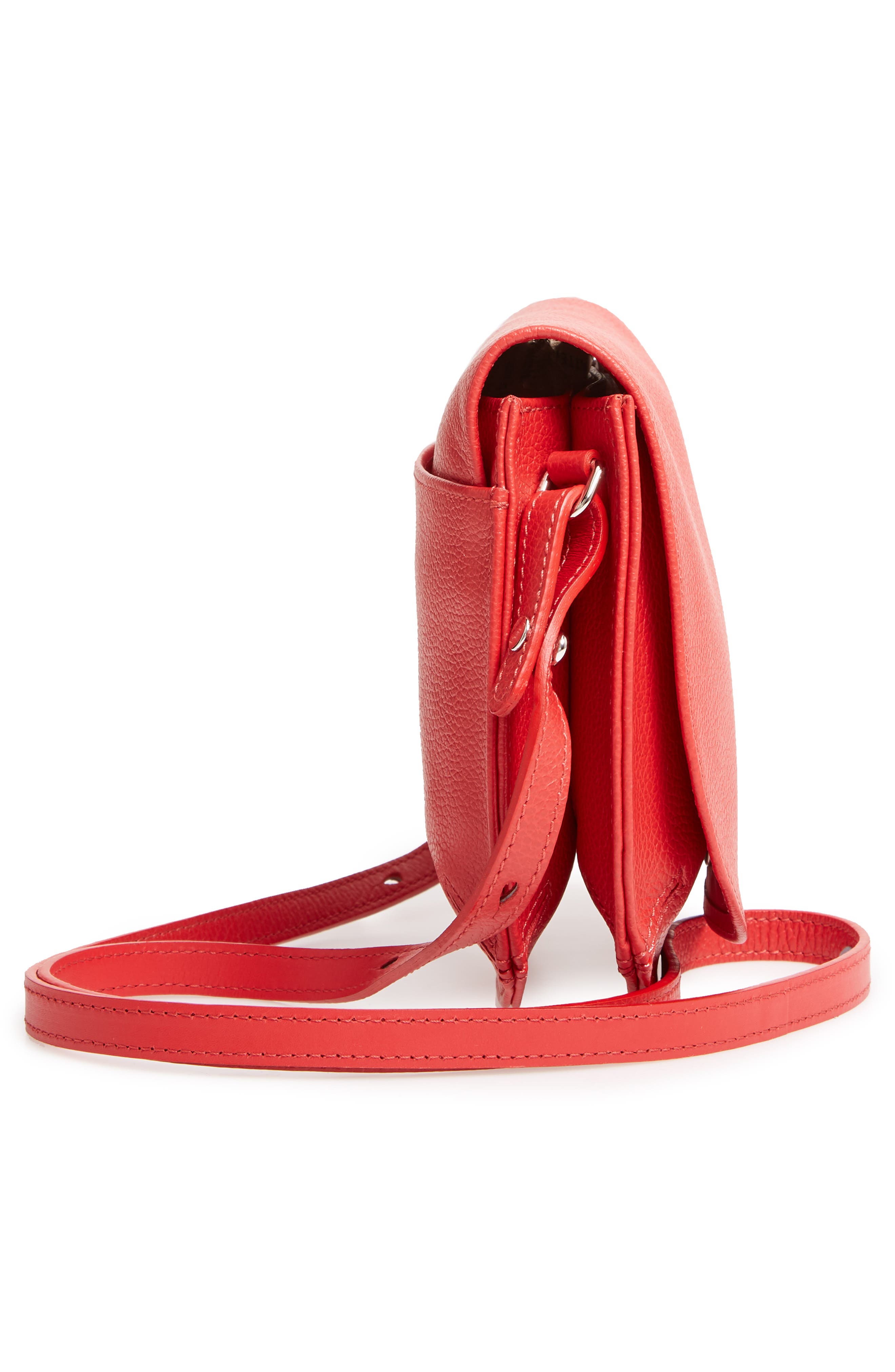 Small Le Foulonne Leather Crossbody Bag, Alternate, color, RED ORANGE
