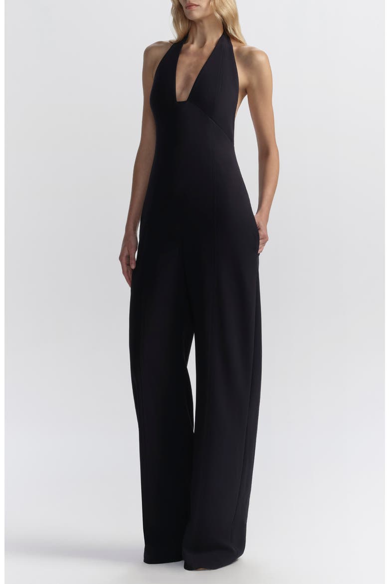 Eva Plunge Neck Halter Jumpsuit, Alternate, color, EVENING BLUE