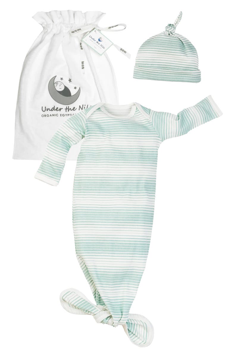 Under the Nile 2-Piece Organic Egyptian Cotton Gown & Beanie Set, Main, color, 