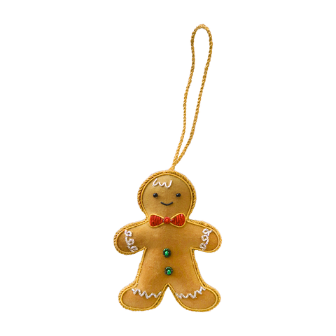 Embroidered Gingerbread Christmas Ornament