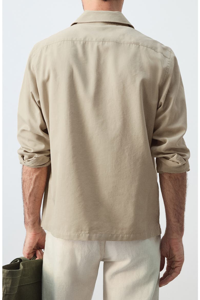 Long Sleeve Cotton Blend Button-Up Shirt, Alternate, color, BEIGE