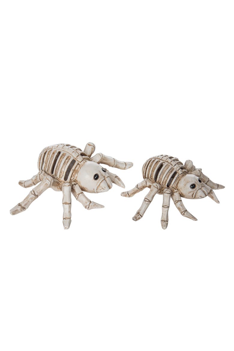 Light Up Skeleton Spiders Set of 2 Halloween Decor, Alternate, color, White