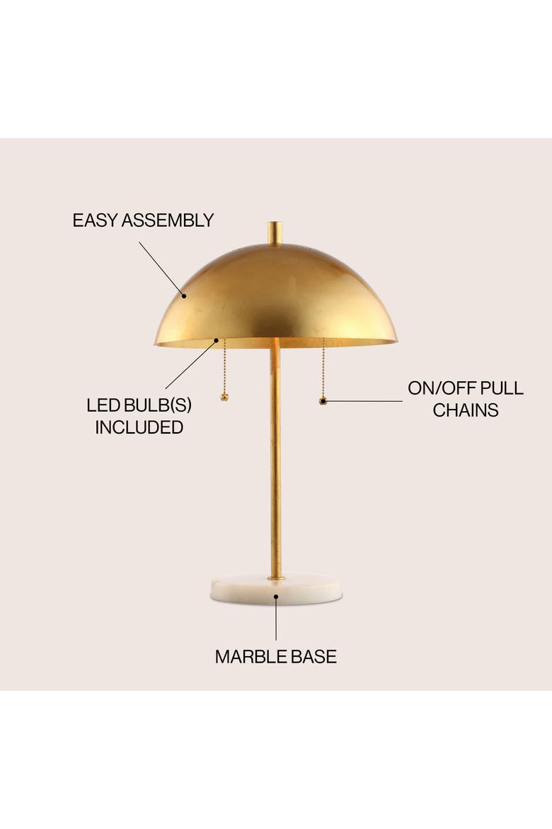 Ella Dome Metal with Marble Base LED Table Lamp, Alternate, color, Gold Leaf/White