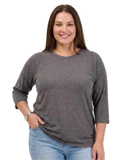 Basic Curvy Soft Stretch Three Quarter Sleeve Relaxed Top