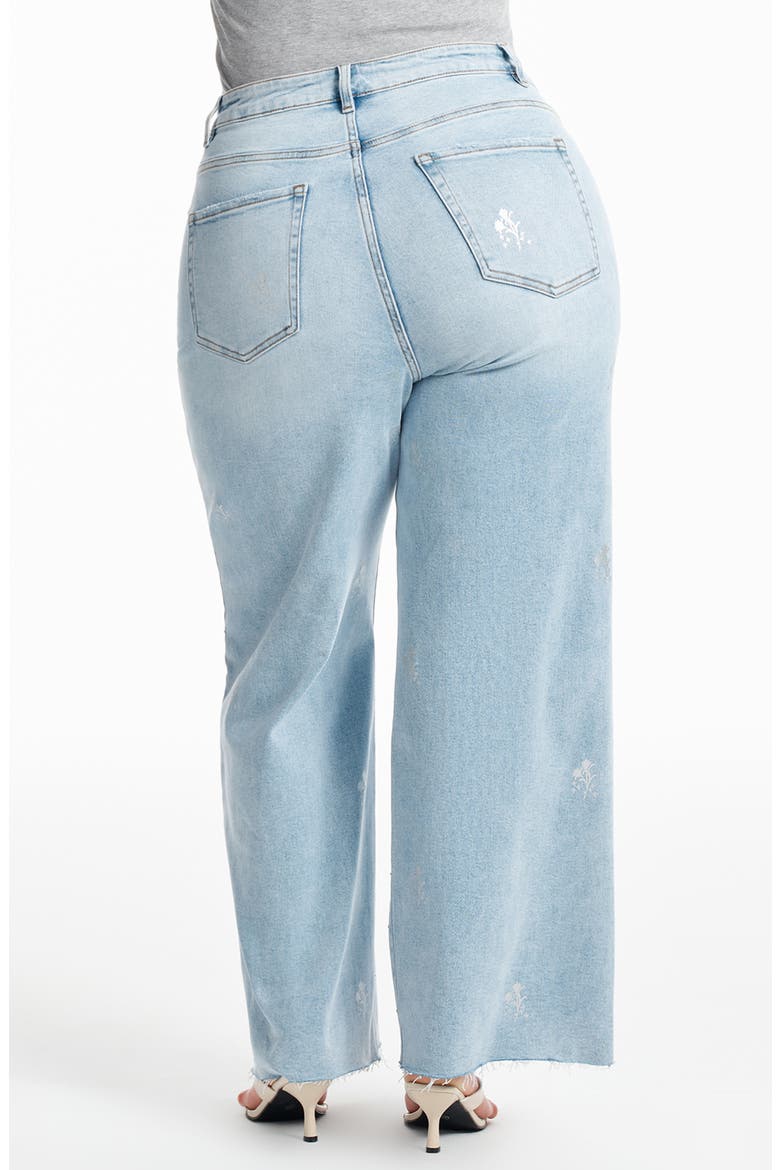Embellished High Waist Wide Leg Jeans, Alternate, color, LIGHT BLUE