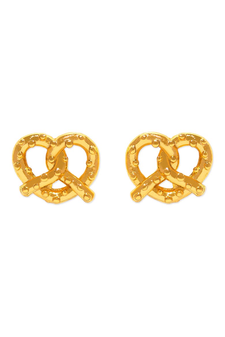 Knot Your Average Pretzel Stud Earrings, Main, color, GOLD