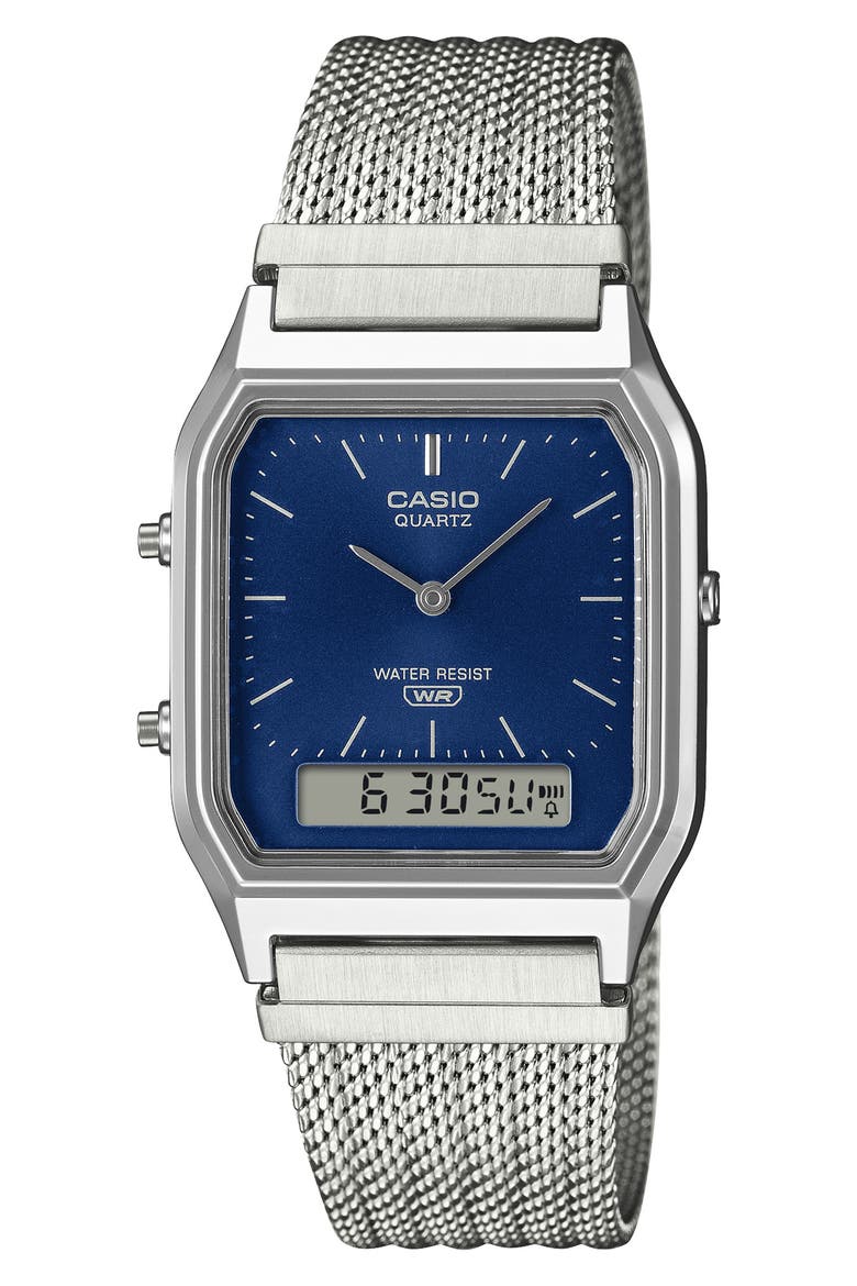 Vintage Analog/Digital Bracelet Watch, 38.8mm × 29.8mm, Main, color, SILVER