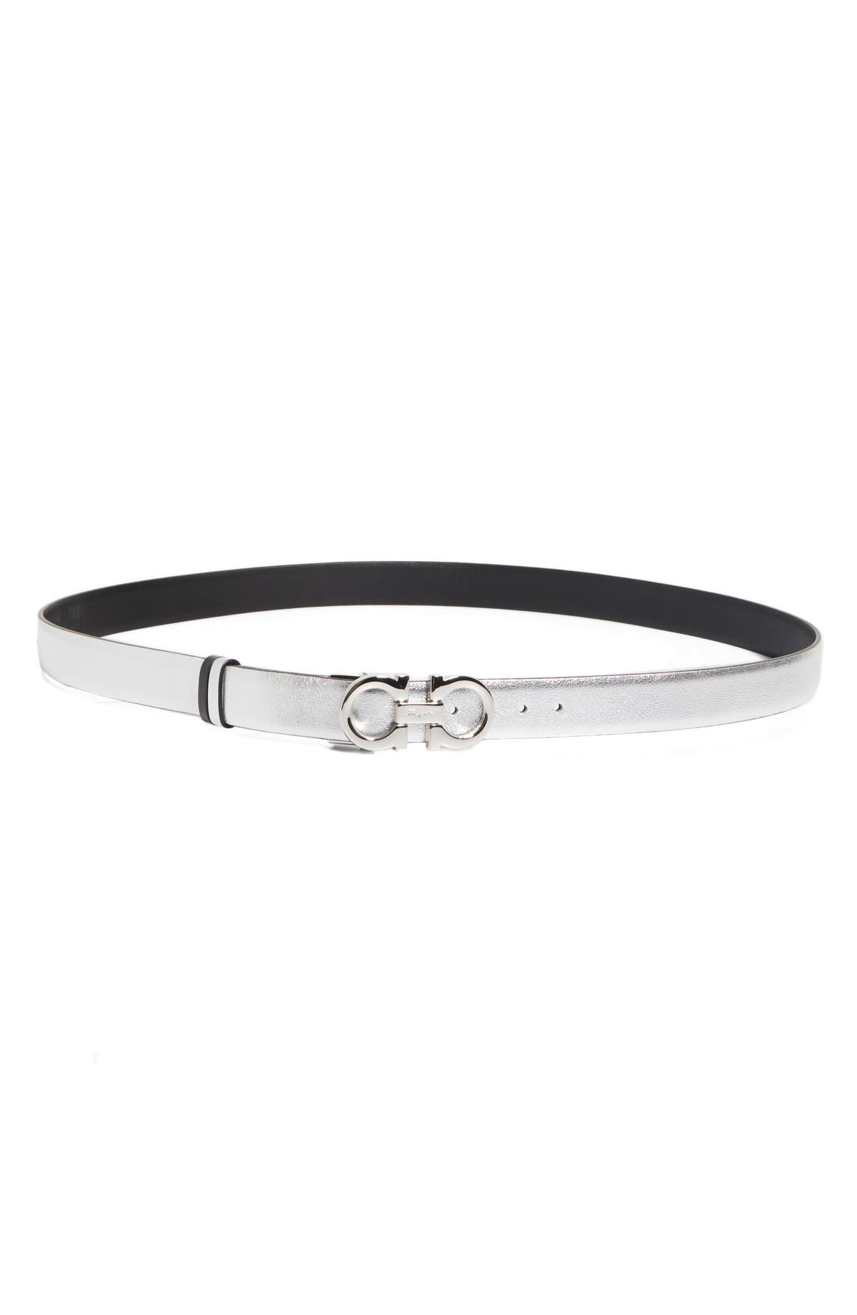 Ferragamo Gancini reversible calfskin belt with gold buckle