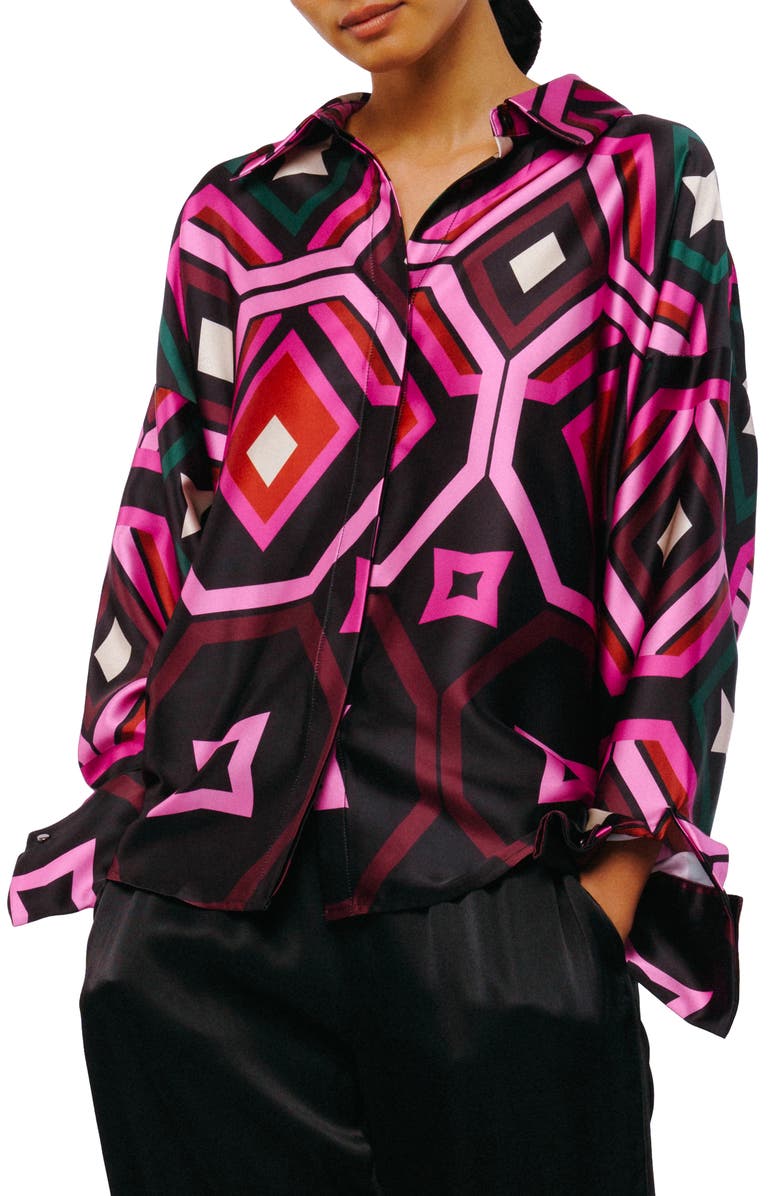 CIEBON Lariza Printed Button-Up Shirt, Alternate, color, Black Multi