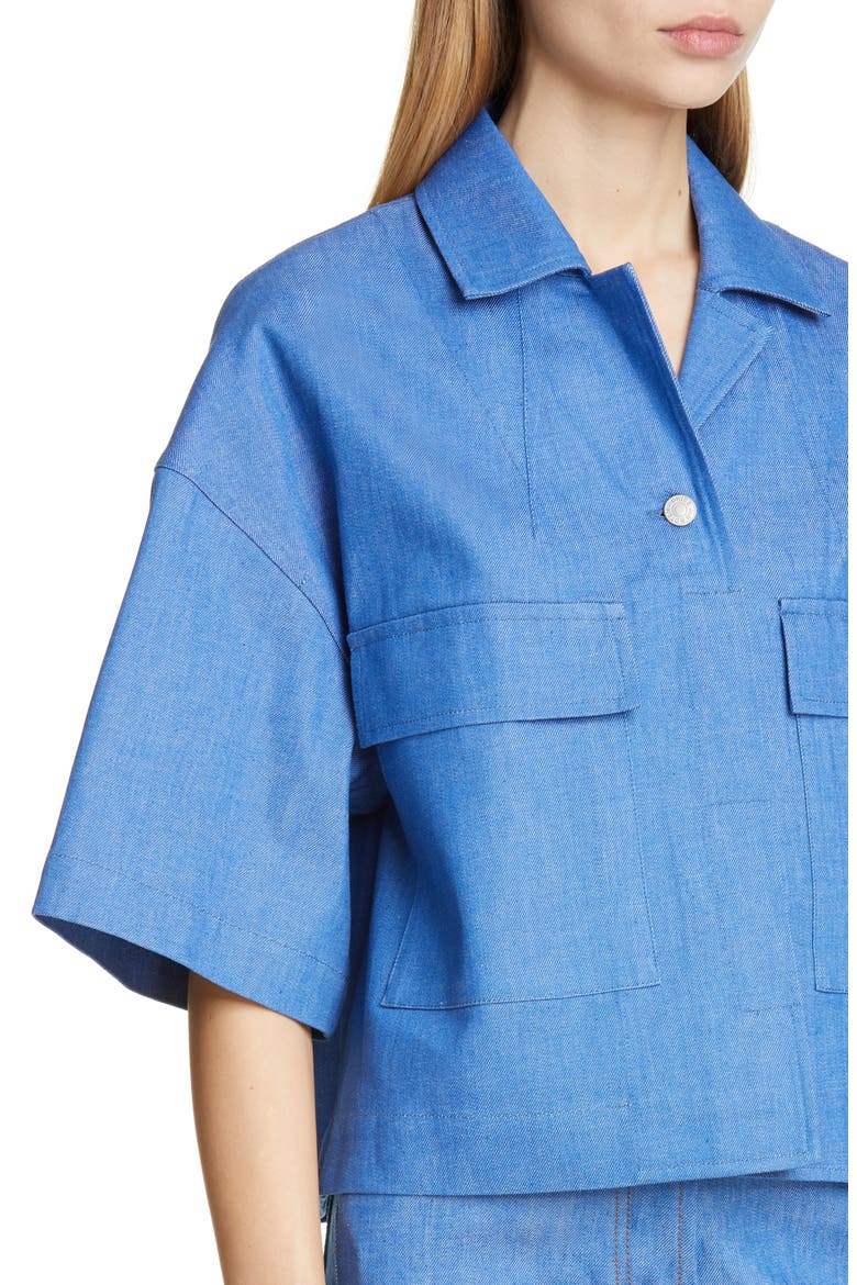 Valimera Crop Sleeve Denim Jacket, Alternate, color, 504-BLUE