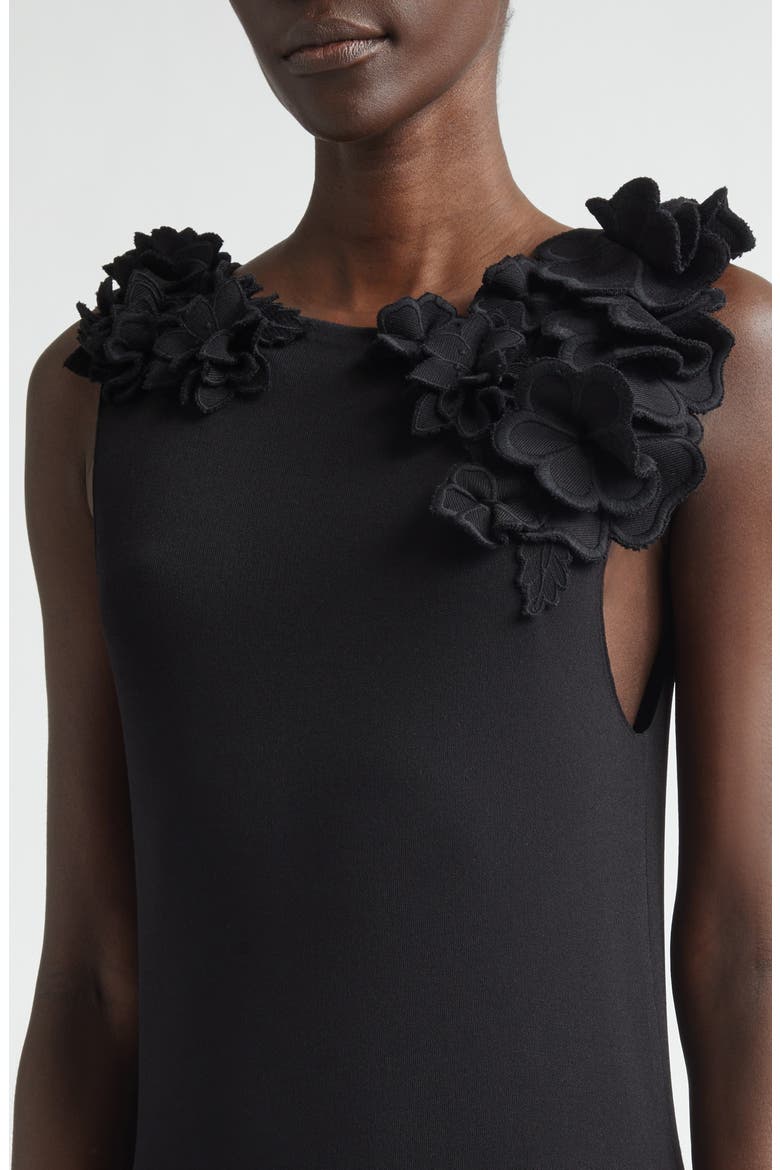 Woolfe Floral Appliqué Sleeveless Sweater Dress, Alternate, color, 000001 BLACK
