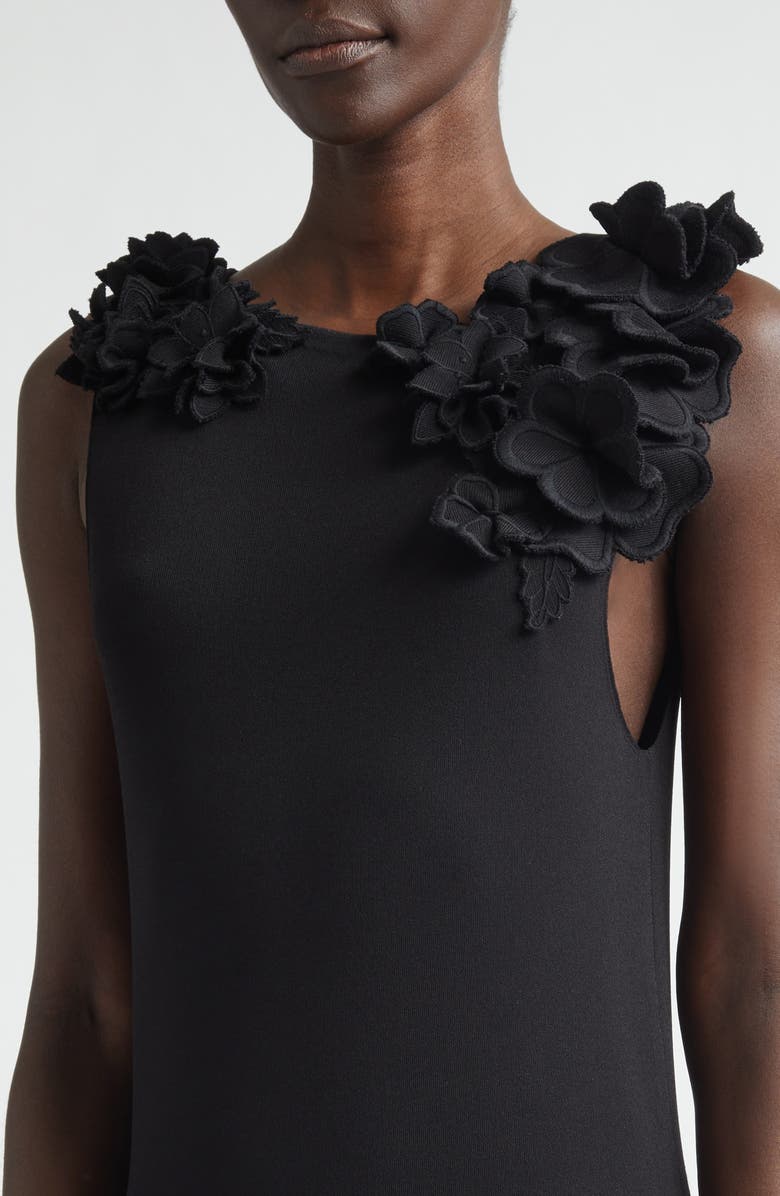 Altuzarra Woolfe Floral Appliqué Sleeveless Sweater Dress, Alternate, color, 000001 Black