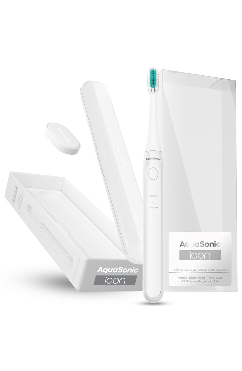 AQUASONIC Icon Rechargeable Power Toothbrush, Alternate, color, White