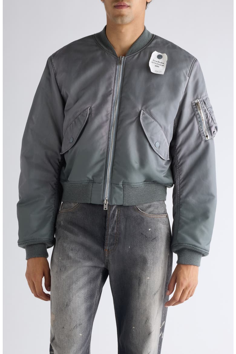Orby Nylon Twill Bomber Jacket, Main, color, STONE GREY