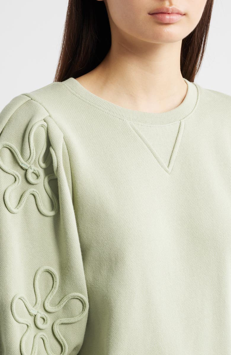 Rails Camy Floral Puff Sleeve Cotton Sweatshirt, Alternate, color, Vintage Sage