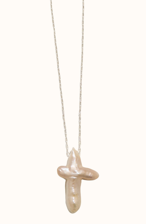 Joiana Jewelry Pearl Cross Necklace In Gold