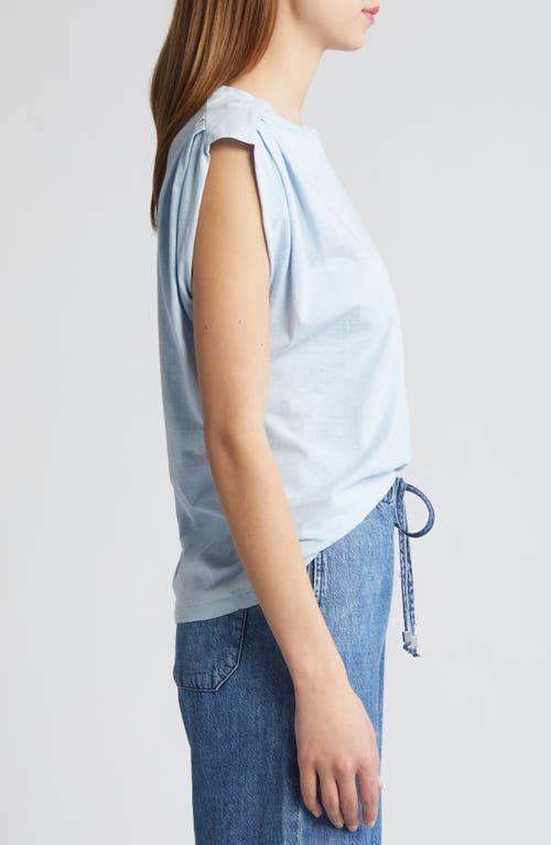 Rag & Bone Shoulder Pleat Organic Cotton Muscle Tee In Light Blue