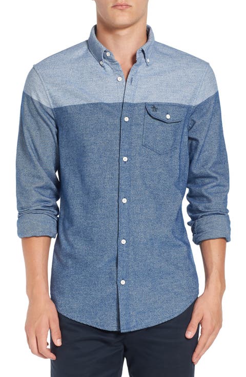 Trim Fit Two-Tone Woven Shirt