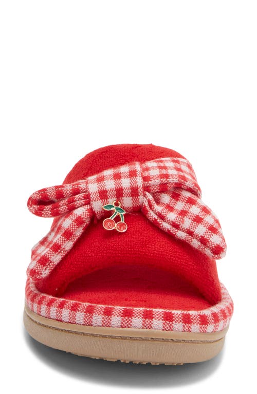 Isotoner Microterry Bow Slide Slipper In Red