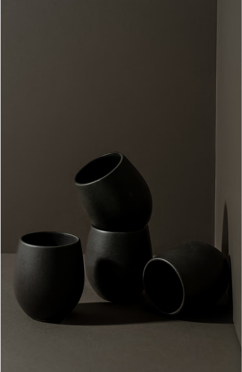 Gharyan Stoneware Coffee/Tea Cup Set of 4, Alternate, color, Black