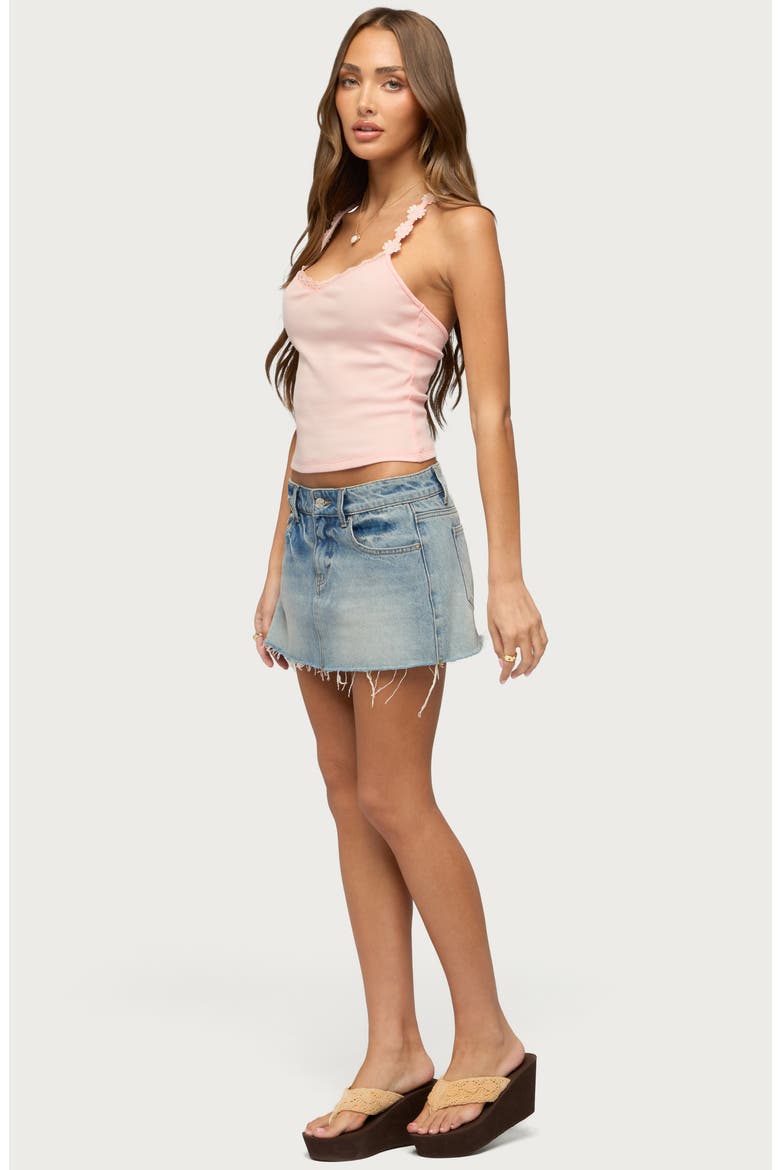Caila Flower Strap Rib Tank, Alternate, color, PINK